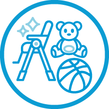 Seggiolone e giochi bimbi