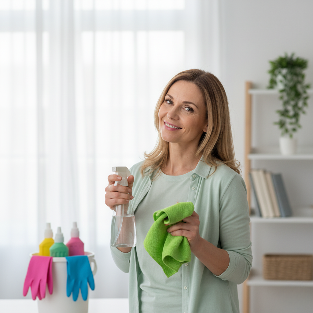 errori pulizie casa - donna che pulisce in modo corretto - Nonna Geniale
