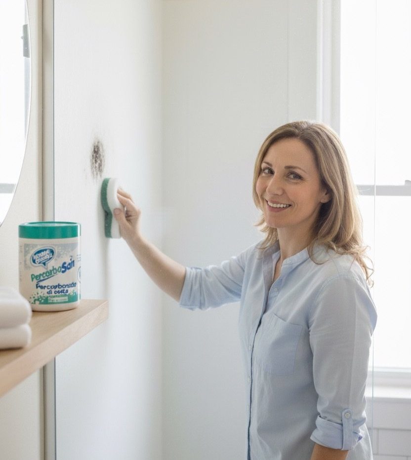 Eliminare la muffa con Percarbosan Nonna Geniale nelle fughe del bagno